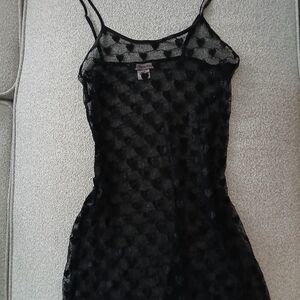 La Vie En Rose Black Sheer Lace Top